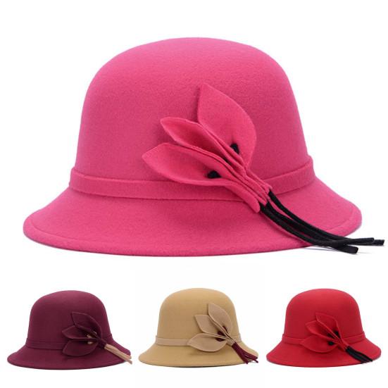Women Hat Eye-catching British Style Faux Wool Vintage Felt Bowler Women Hat for Autumn