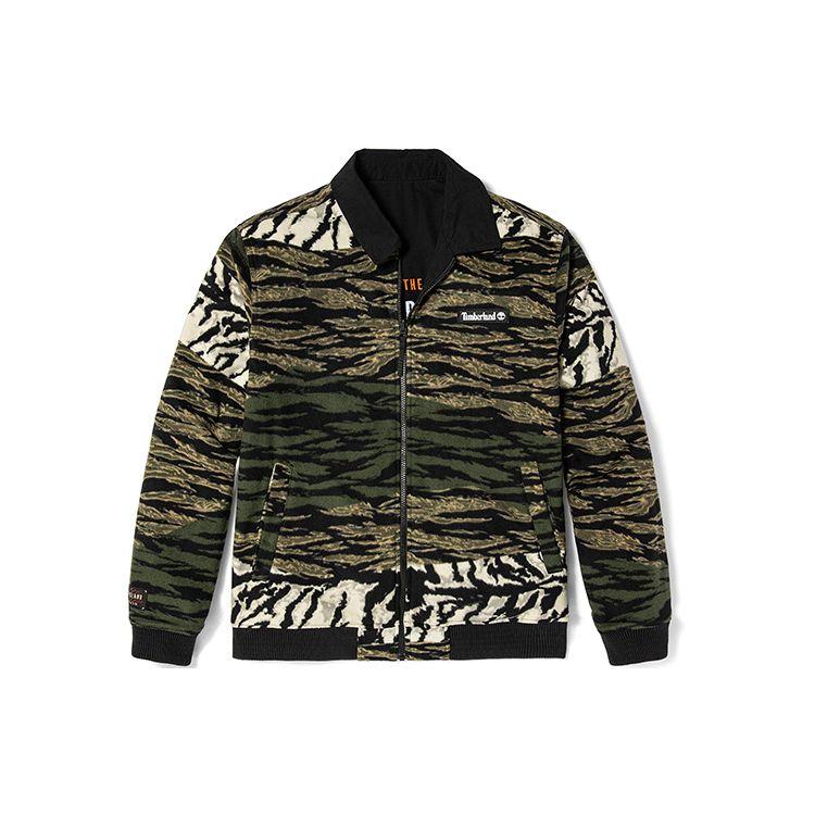 Timberland Men s Reversible Tiger Camo Fleece Bomber Jacket A27F5-001 M