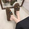 Retro tassel heightened versatile bag head women's spring and autumn new thick-soled small casual slippers