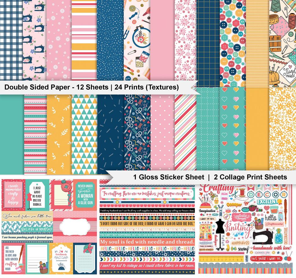 Inkdotpot Handmade With Love, Sewing Craft Collection, doppelseitiges Scrapbook-Papier-Set, Karton, 30,5 x 30,5 cm, 16 Seiten