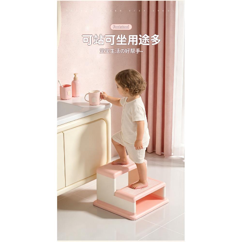 Folding Kids Step Stool, Double Layer Movable Toddler Stool for Sink & Toilet, Bathroom Foot Stool