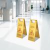 2pcs 24In Stainless Steel Floor Slip Warning Signs, Gold Foldable A-shaped Wet Floor Identification for Schools & Shopping Malls
