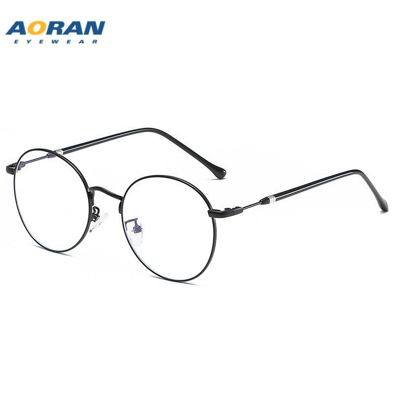 

Computer protective eyeglasses trendy myopia glasses frame Vintage Metal Round Frame Non-Prescription Glasses for Men Blue light blocking glasses чёрный