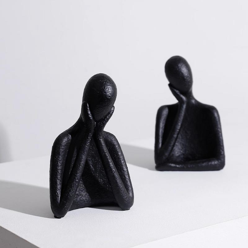 Northern Europe Modern Minimalist Black and White Art Figure Sculptures, Home Living Room, Wine Cabinet, Bedroom Decoration, 1Pc