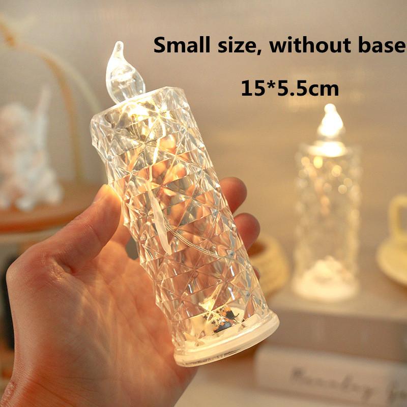 Crystal Projection LED Candle Lamp - Romantic Atmosphere Night Light for Bedroom, Wedding, Party & Christmas Decoration