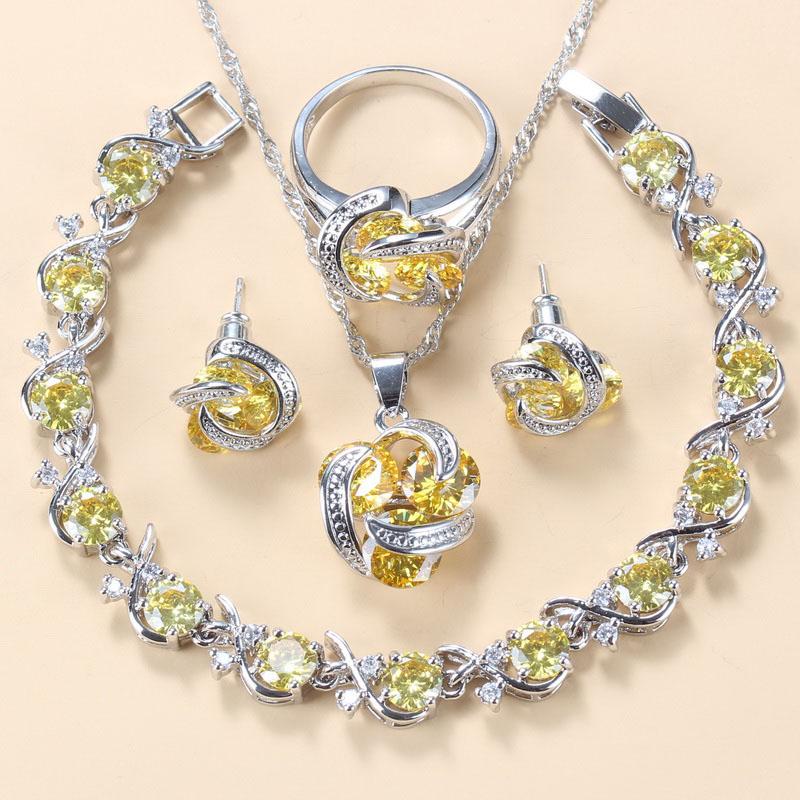 Hochzeitsaccessoires Damen Ohrring und Ring Schmucksets Top Qualität Bunter Zirkonia Brautschmuck