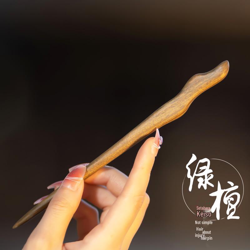High-End Natural Ebony Wood Hairpin - Extended Chinese Ancient Style Black Hair Bun Accessory