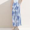Ink Wash Tie-Dye High-Waisted Pleated Wide-Leg Pants for Women