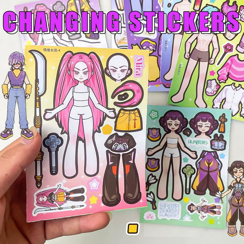 8pcs KPop Demon Hunters Cartoon DIY Stickers Bulk Anime Doodle Decals for Luggage Water Bottles