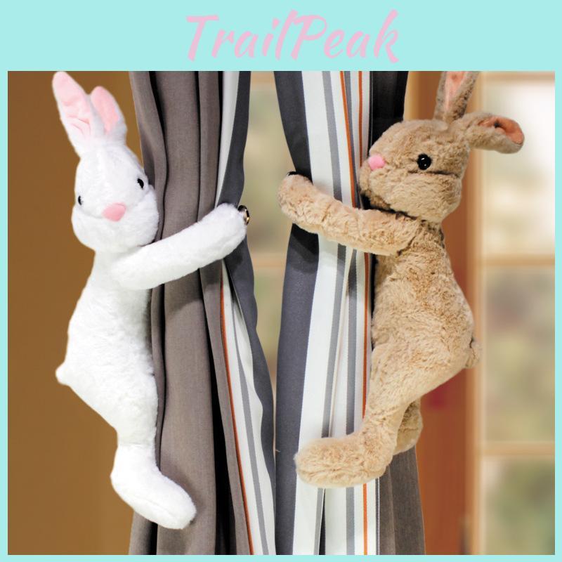 Bunny Tieback Curtain With Plush Doll For Childrens Room Decorations Window