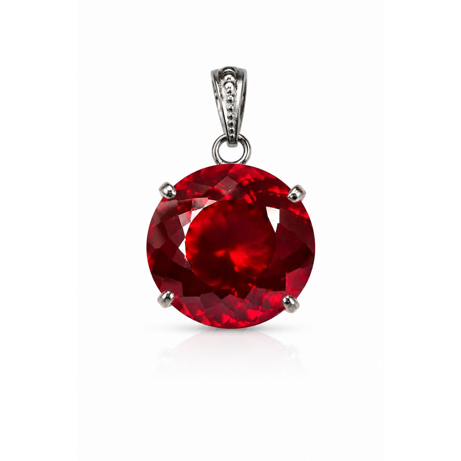 925 Sterling Silver 17Ct Round Red