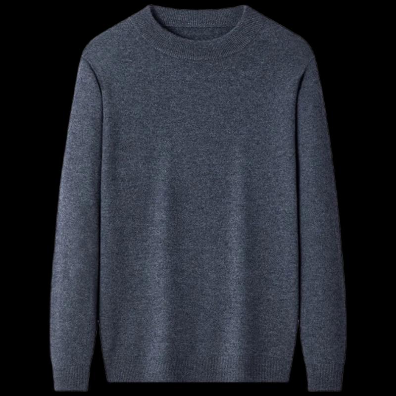 Hengyuanxiang Men s Fashion Gray Round Neck Wool Sweater