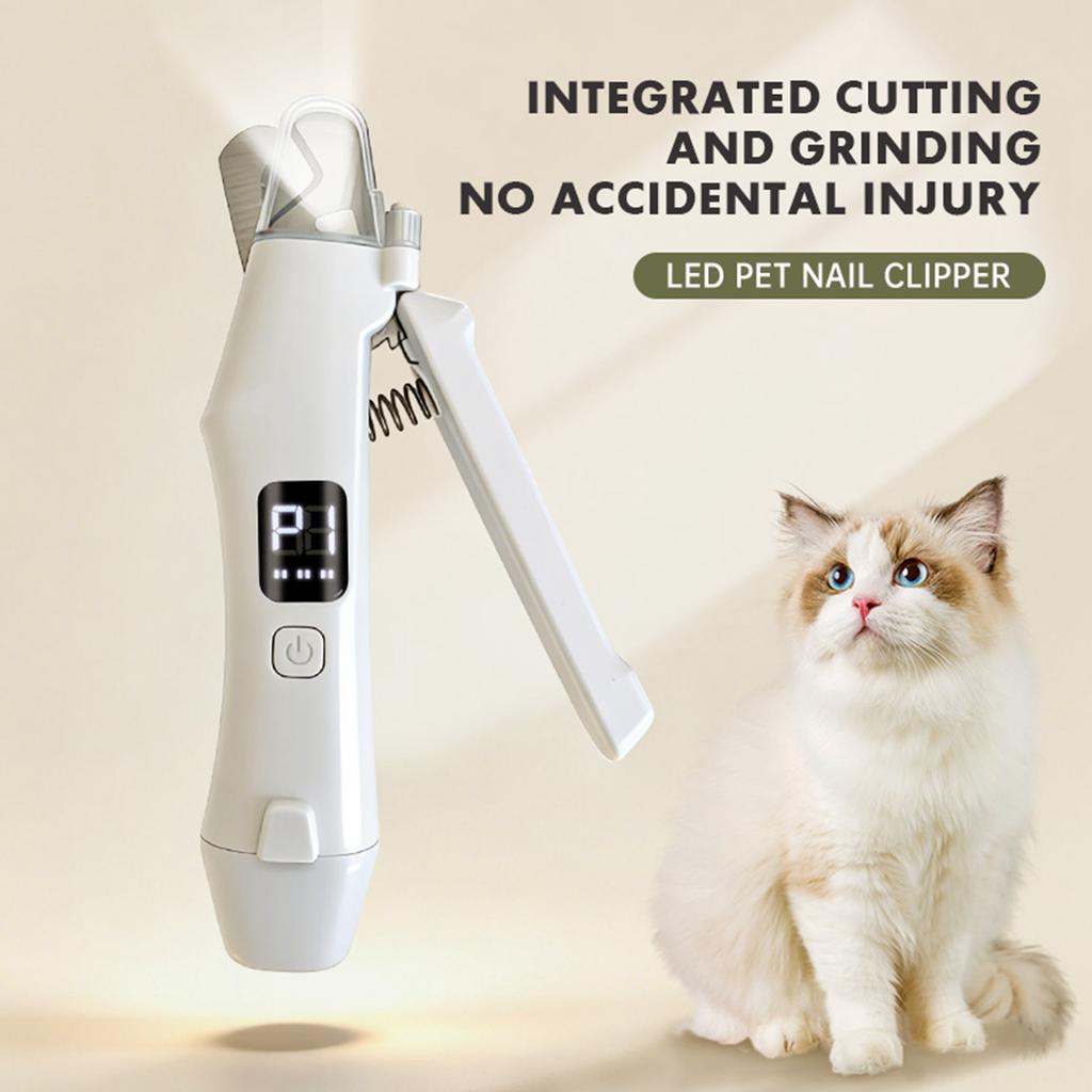 2-in-1 Pet Nail Clipper And Grinder With LED Light Guard, USB Rechargeable, Suitable For Small And Medium-sized Dogs And Cats