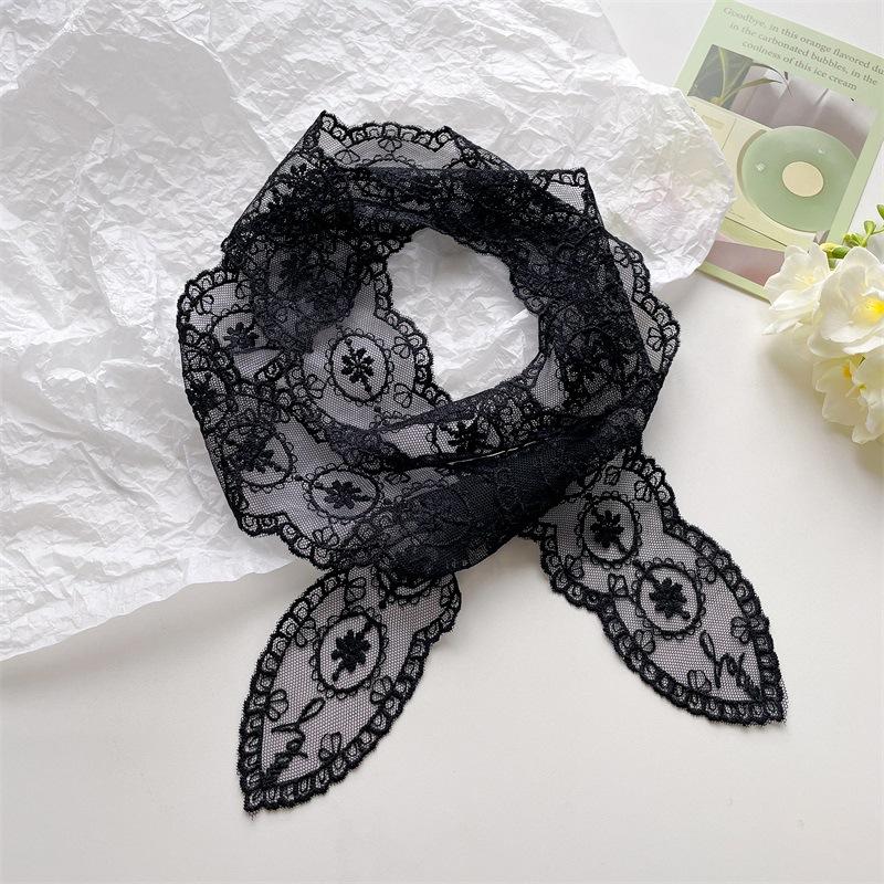 Korean Version Ins Pure Desire Lace Long Scarf Women's Spring Summer Hot Girl Layering French Accessories Hair Tie Headband