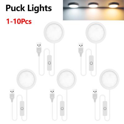 1-10 Stück LED-Panel-Lichtset Ultraflaches Design 5W Aluminium Mini-Einbauleuchten mit USB-Stecker Schalter, Für Schrank Wand Decke Dekor