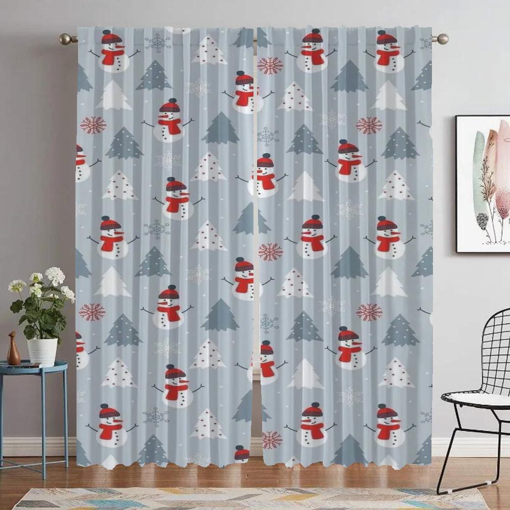 Kitchen Curtains 2 Pieces Christmas Tulle for Bedroom Window Curtain Halloween Decoration Elegant Room Curtains Shades Partition
