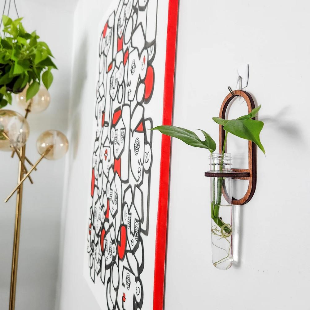 Wall Hanging Plant Vase With Bamboo Material And Rustic Style For Living Room