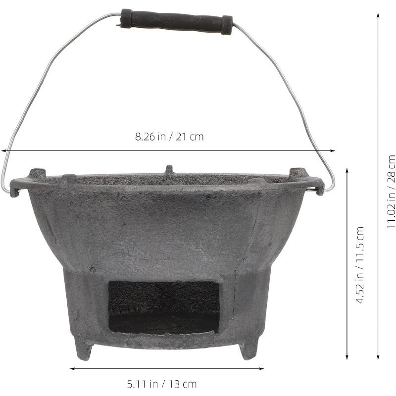 Cast Iron Hibachi Grill, 20cm Outdoor Portable Charcoal BBQ Stove, Mini Japanese Tabletop Grilling Tool for Camping Picnic Mountaineering Outdoor