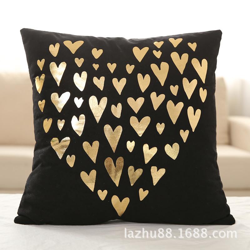 Love Christmas Style Black Soft Fabric Gold Print Pillowcase Home Hotel Bedding Room Decoration Pillowcase 45cm*45cm