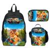 Hoppers Biber Metamorphose Druck 3-teiliges Set Schulrucksack Brottasche Federmäppchen Cartoon Schüler Set