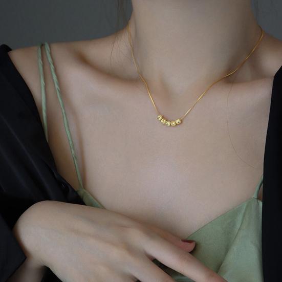 Necklace European And American Style Fashion Accessories Silver/Golden Color Stamped Minimalist Beads Choker Necklace for Daily Wear