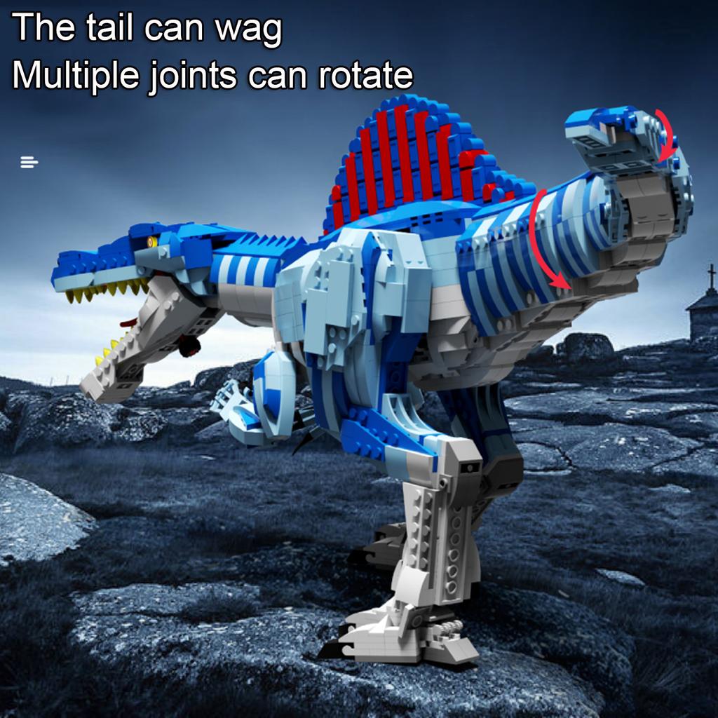 Non-Toxic 2086Pcs Dinosaur Building Blocks Toys Model Blue Spine Dragon Assemble Puzzle Bricks Toy Sets For Kid Desktop Ornament Gifts