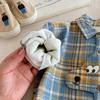 Winter Cartoon Plaid Fleece Shirt for Boys, 0-5 Years