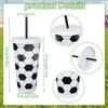 6Pcs Reusable Plastic Soccer Cups with Lid and Straw Kids Football Party Favors Gift Sports Themed Birthday Decoration Supplies