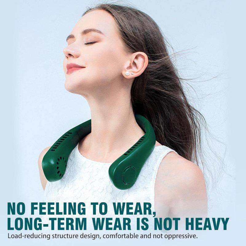 Ventilator de vară fără lame pentru gât, cu 3 viteze reglabile și 42 de orificii de aerisire pentru sport, călătorii și utilizare în aer liber.