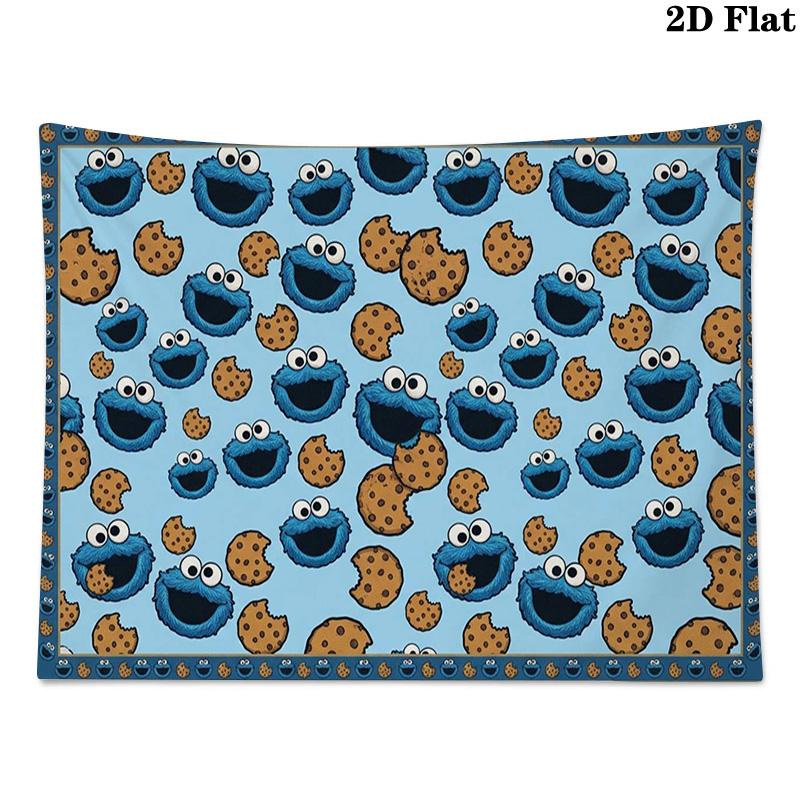 Cookie Monster Wall Tapestry Aesthetic Wall Hanging Printed Fabric Blanket Decorative Tapestries for Bedroom Living Room Home Decor