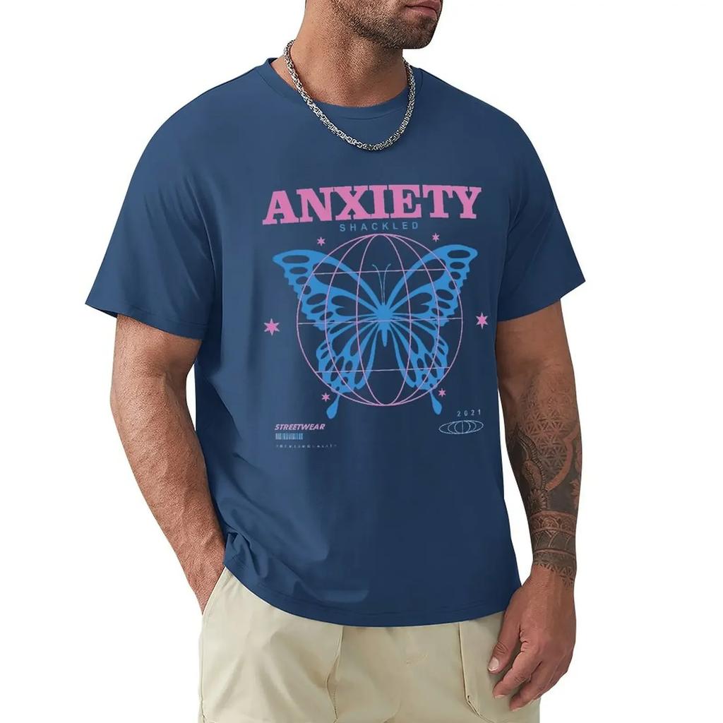 Anxiety, Butterfly Design T Shirt Harajuku Short Sleeve T-shirt 100% Cotton Graphics Tshirt Tops