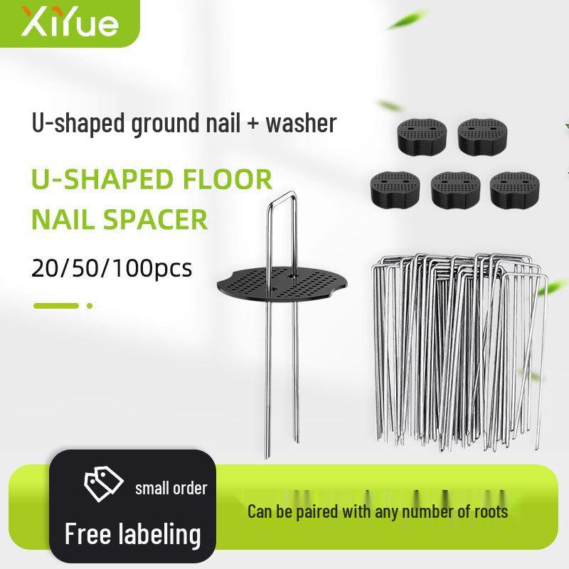Galvanized U-Shaped Ground Nail with 15cm Plastic Washer - Windproof Lawn, Tent, and Weed Barrier Fixing Nail