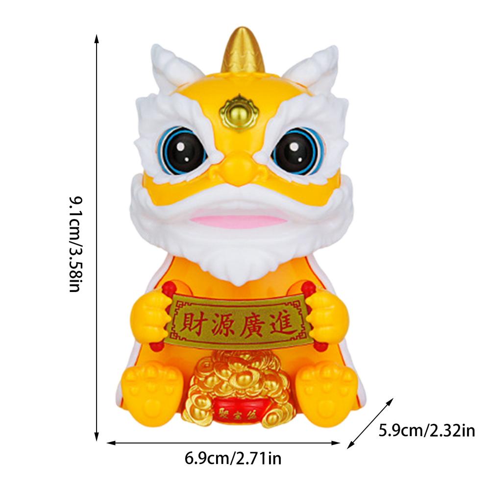Chinese Style Lucky Dancing Lion Mascot Ornament Plastic Model Solar Powered Car Dashboard Statue Desk Decoration
