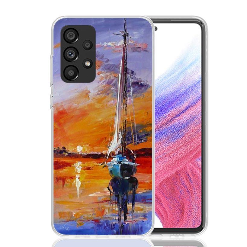 Sailing Boat Sunset Phone Case For Samsung Galaxy A13 A14 A15 A16 A53 A54 A55 A56 A33 A34 A35 A36 A23 A24 A25 A26 A05S A04S A73