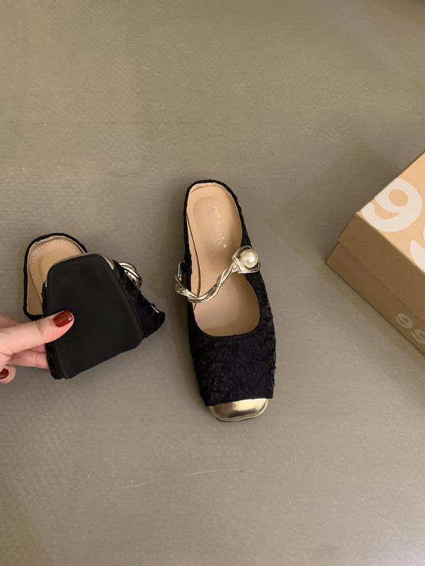 

Модная обувь тапочки плоские шлепанцы слиперы женские с закрытым носком лето 2025 ретро Мэри Джейн тапочки женские летняя обувь шлепанцы пантофли ков 35