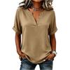 Damen V-Ausschnitt Kurzarm T-Shirt Lässiger Lockerer Sitz Fünf-Punkt-Ärmel Bluse Leichtes Weiches Stoff Oberteil für den Alltag