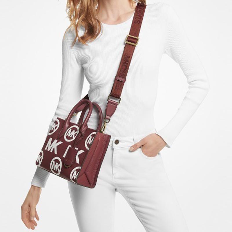 New MICHAEL KORS Mirella Leather Tote Bag, Shopping Bag, Handbag, Shoulder Bag, Crossbody Bag Small Women's Burgundy 35F3G7ZC5L-686