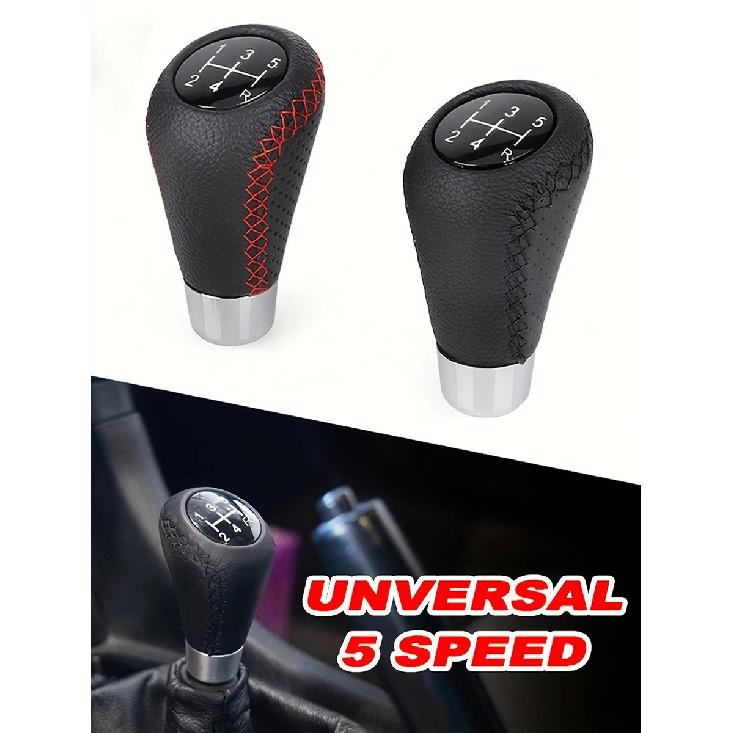 Universal 5 Speed Manual Leather Red Stitch Gear Shift Knob Car Gear Stick Shift Knob Lever Manual Transmission M8 M10 M12