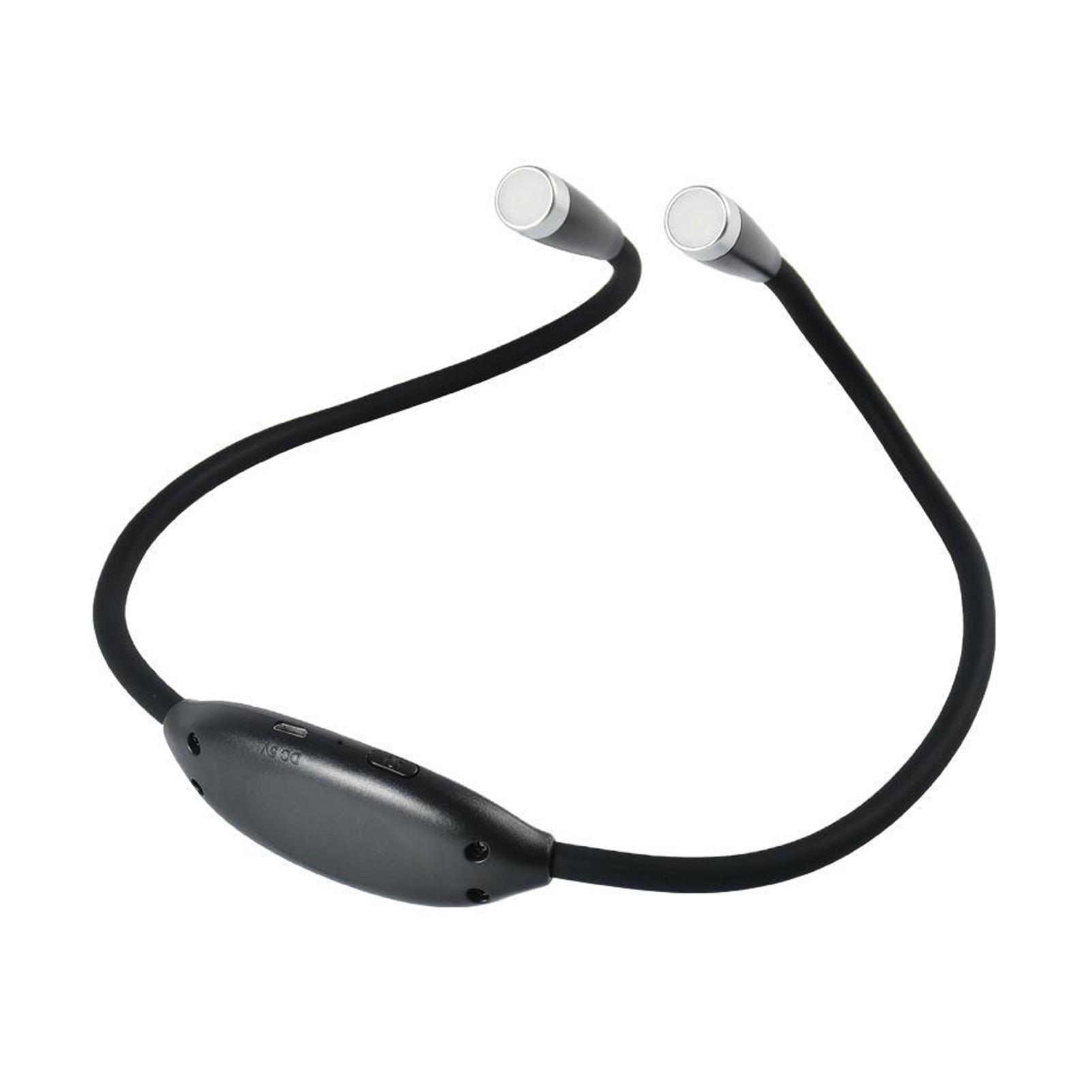 

ZK20 Светодиодная лампа для чтения на шею, перезаряжаемая через USB, долговечная, гибкая на 360°, мини-лампа для вязания/кемпинга/ремонта/бега чёрный