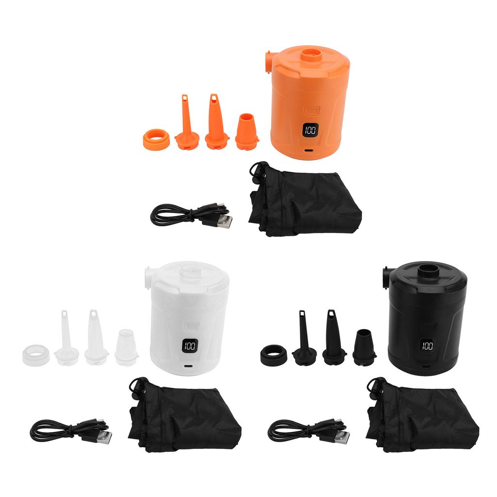 Pompă electrică de aer cu 4 duze Gonflabil 5200mAh Reîncărcabilă USB Afișaj LED Portabil Umflare anvelope