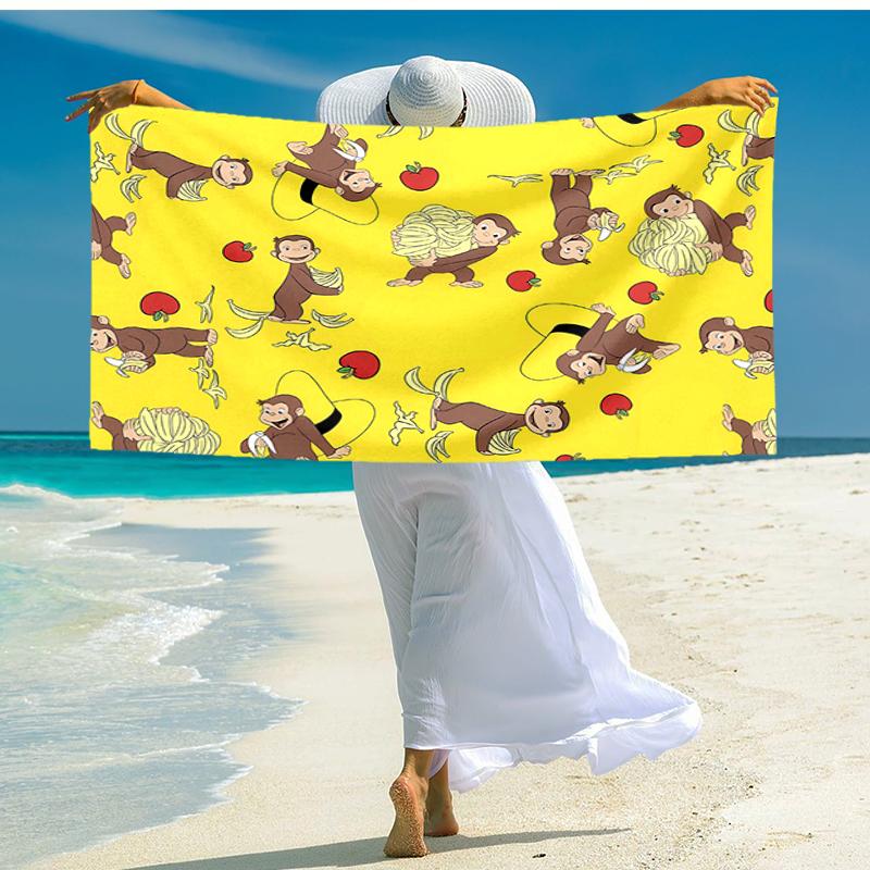 1pc Curious George (6) Beach Towel, Comfortable and Thick, and Swimming/Bath/Picnic/Camping Towel, Suitable for Seaside Beaches