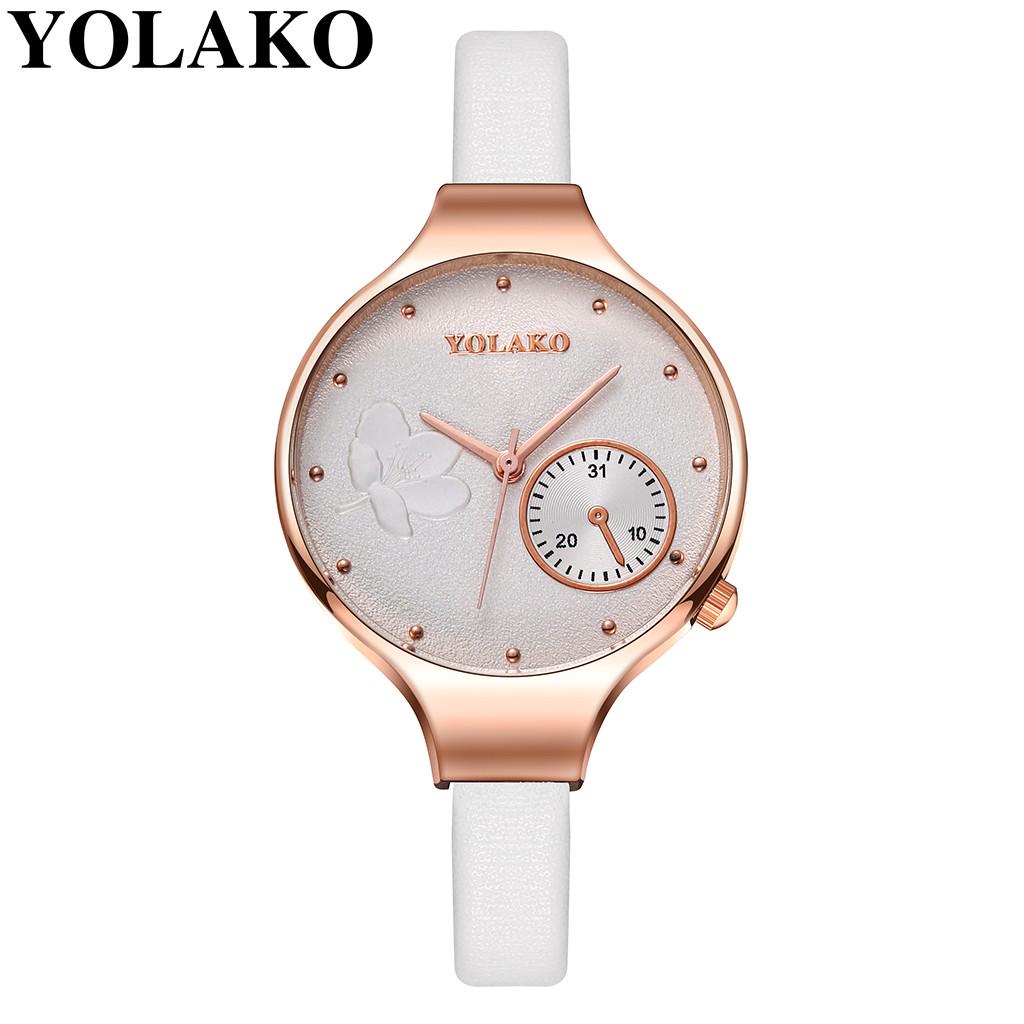 

YOLAKO модные высококачественные креативные цветочные кварцевые женские часы с ремешком в подарок One Size белый