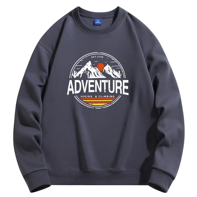 Mountain Peak Pattern Men's Round Neck Sweatshirt Man Casual  Long Sleeve Pullovers Large Size
