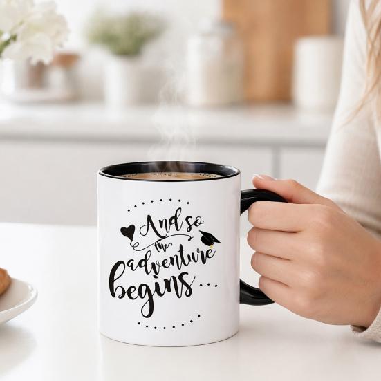 Large Capacity Coffee Cup Graduation Theme Water Cup with Ergonomic Handle Comfortable to