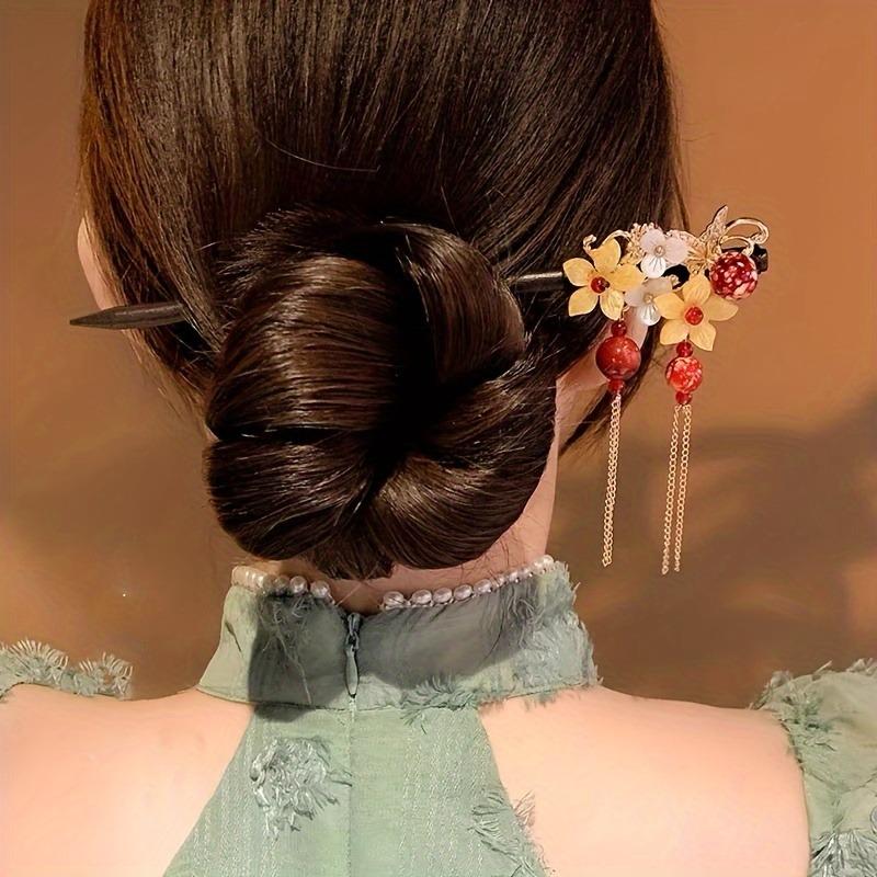 1pc Elegant Wooden Hairpin Set Simple Solid Color Headband Hair Coiling Tool Hanfu Dress Accessories Women's Hair Accessories