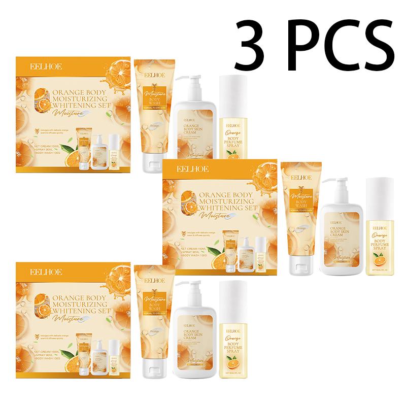 EELHOE Orange Body Moisturizing & Whitening Fragrance Gift Set Gentle Emollient Hydrating Moisturizing Skin Care Set