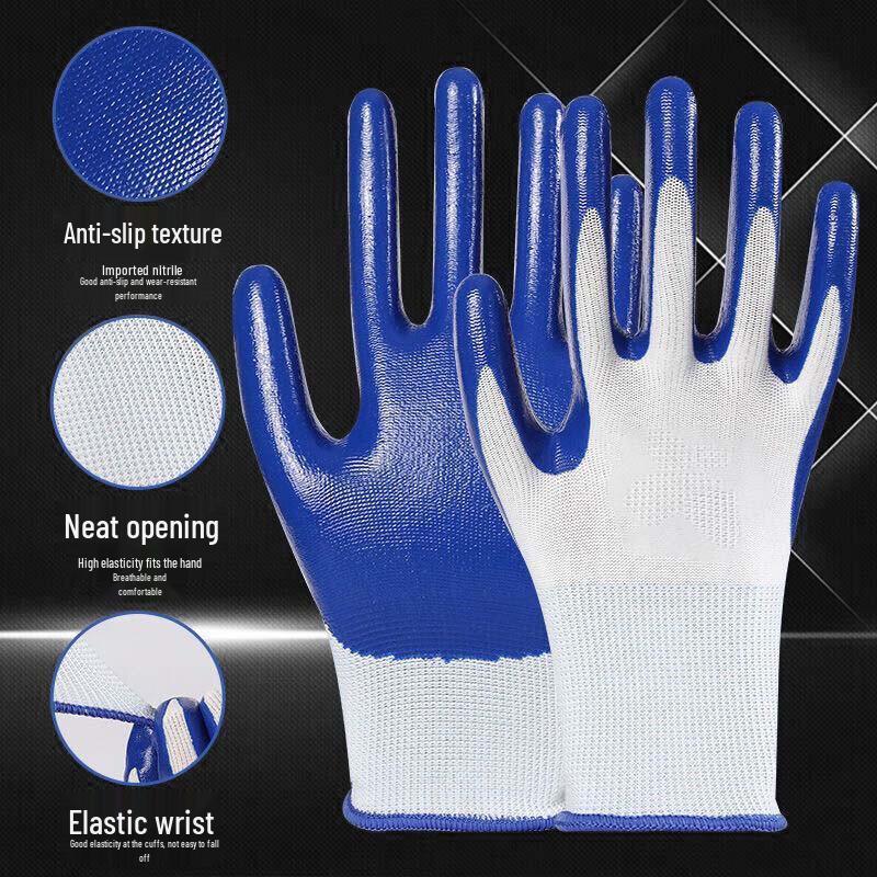 Langxi Blue Nitrile Work Gloves