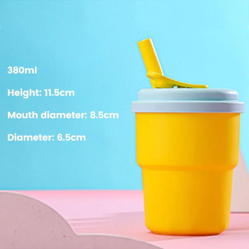Butelka na wodę 380 ml Silikonowy kubek ze słomką Kubek do picia Domowy kubek do picia wody Kubek na mleko Odporny na upadki Wysoka temperatura Kawa Net