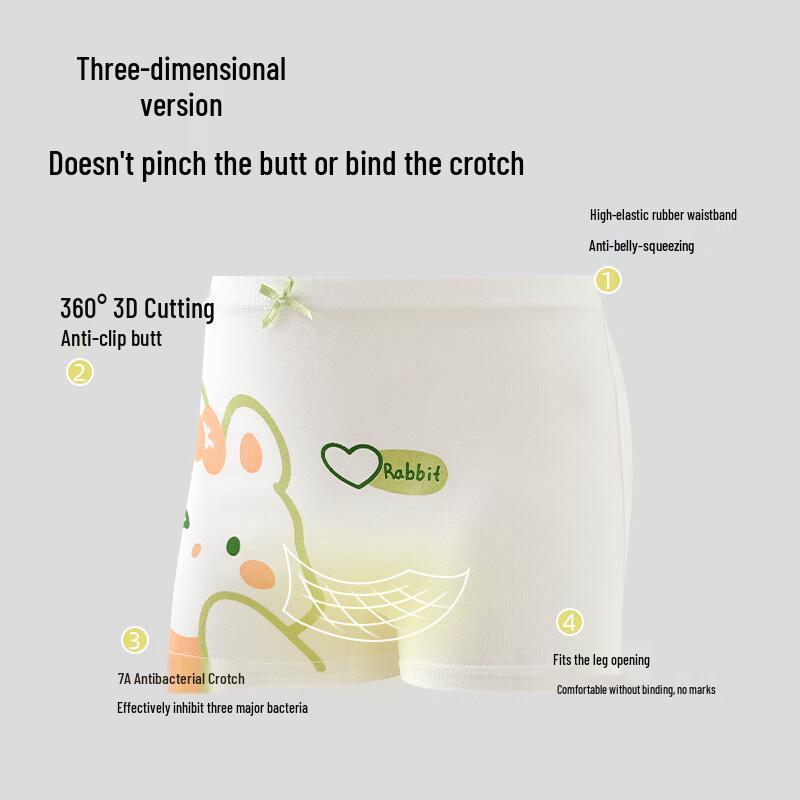 Fenteng Girls' Pure Cotton Antibacterial Cartoon Boxer Briefs