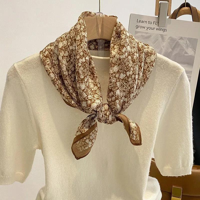 130cm Silk Square Scarf Women Large Shawls Matching Flowers Design Square Bandana Luxury Kerchief Scarf Female Foulards
